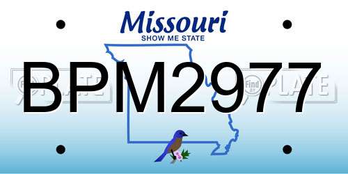 BPM2977 Missouri License Plate