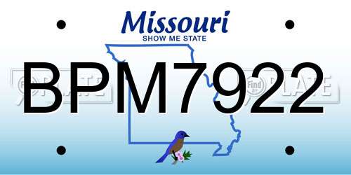 BPM7922 Missouri License Plate