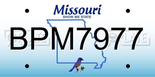 BPM7977 Missouri License Plate