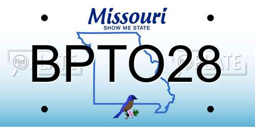 BPTO28 Missouri License Plate