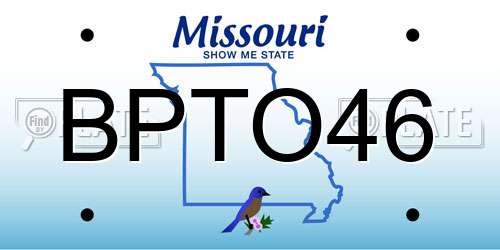 BPTO46 Missouri License Plate