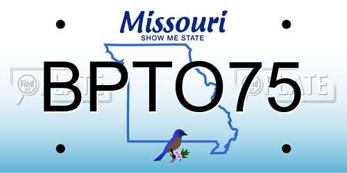 BPTO75 Missouri License Plate