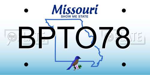 BPTO78 Missouri License Plate