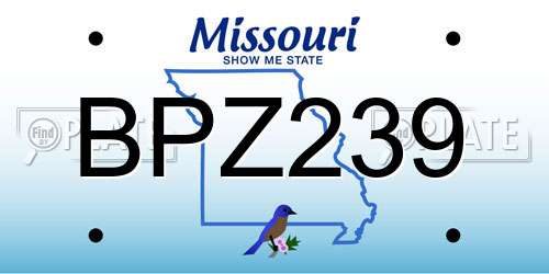BPZ239 Missouri License Plate
