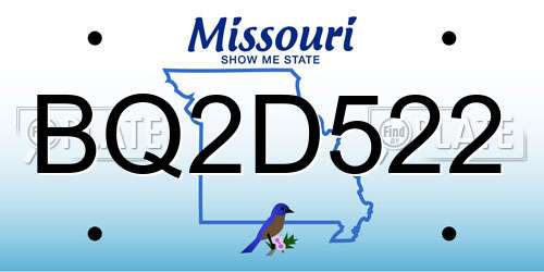 BQ2D522 Missouri License Plate