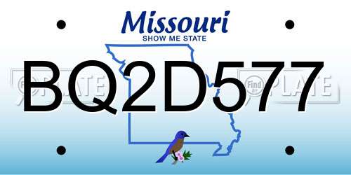 BQ2D577 Missouri License Plate