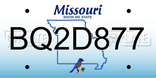 BQ2D877 Missouri License Plate