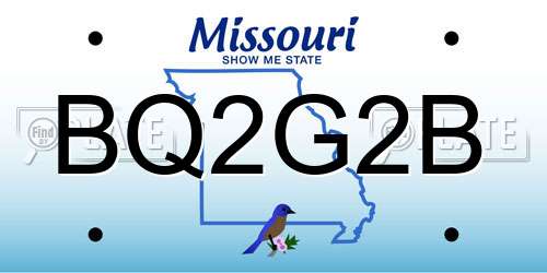 BQ2G2B Missouri License Plate