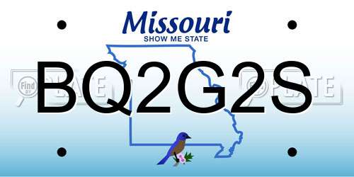 BQ2G2S Missouri License Plate