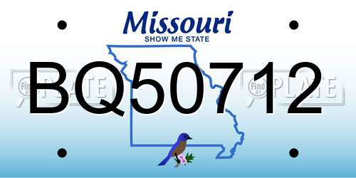 BQ50712 Missouri License Plate