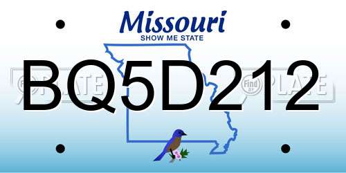 BQ5D212 Missouri License Plate