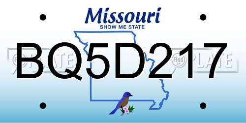 BQ5D217 Missouri License Plate