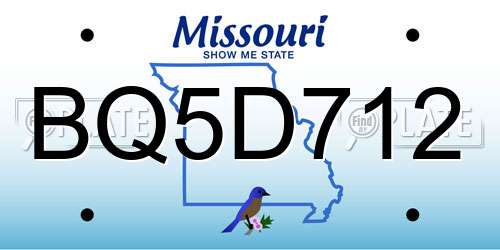 BQ5D712 Missouri License Plate