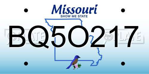 BQ5O217 Missouri License Plate