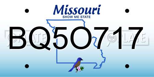 BQ5O717 Missouri License Plate