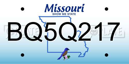 BQ5Q217 Missouri License Plate