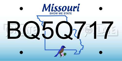 BQ5Q717 Missouri License Plate