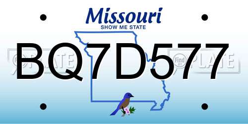 BQ7D577 Missouri License Plate