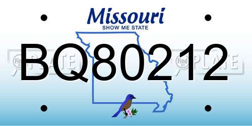 BQ80212 Missouri License Plate
