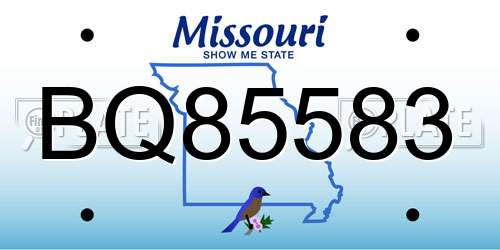 BQ85583 Missouri License Plate