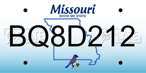 BQ8D212 Missouri License Plate