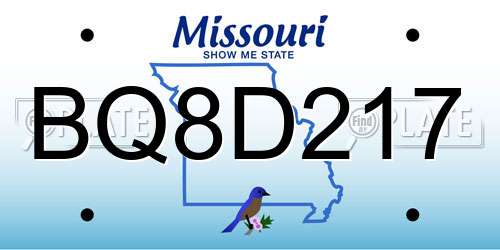 BQ8D217 Missouri License Plate