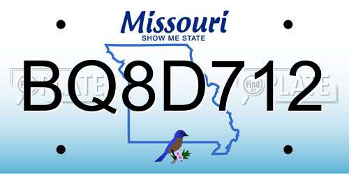 BQ8D712 Missouri License Plate