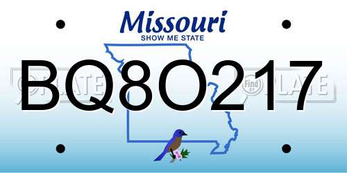 BQ8O217 Missouri License Plate