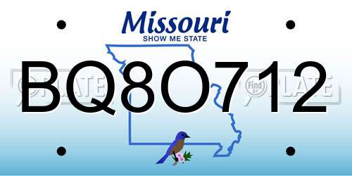 BQ8O712 Missouri License Plate