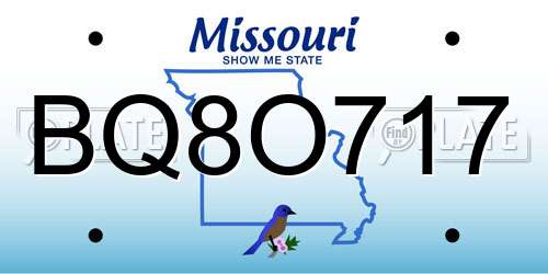 BQ8O717 Missouri License Plate