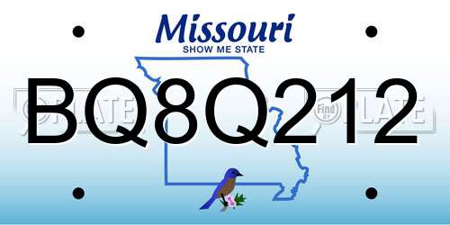 BQ8Q212 Missouri License Plate