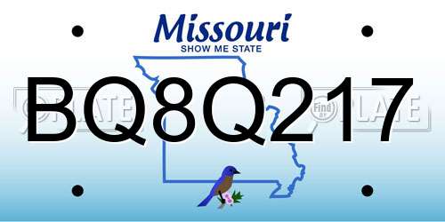 BQ8Q217 Missouri License Plate