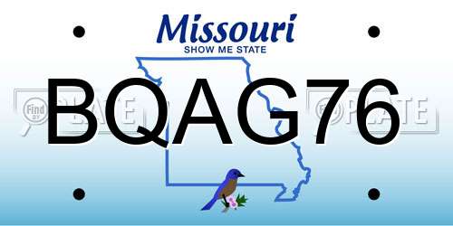 BQAG76 Missouri License Plate