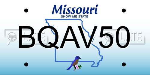 BQAV50 Missouri License Plate