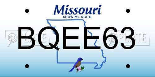 BQEE63 Missouri License Plate