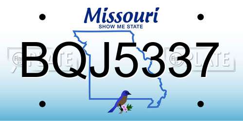 BQJ5337 Missouri License Plate