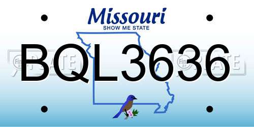 BQL3636 Missouri License Plate