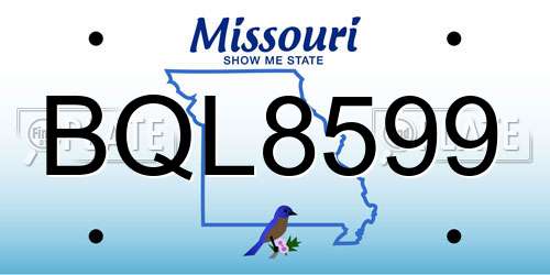 BQL8599 Missouri License Plate