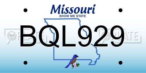BQL929 Missouri License Plate