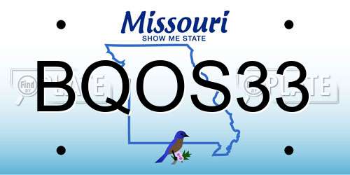 BQOS33 Missouri License Plate