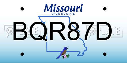 BQR87D Missouri License Plate