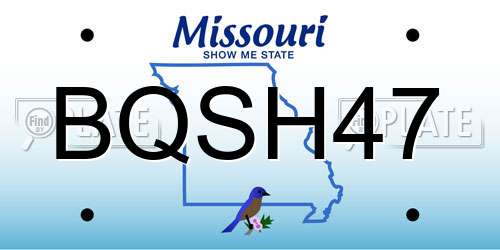 BQSH47 Missouri License Plate