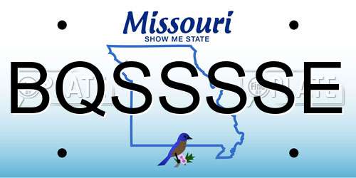 BQSSSSE Missouri License Plate