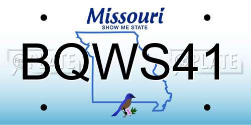 BQWS41 Missouri License Plate