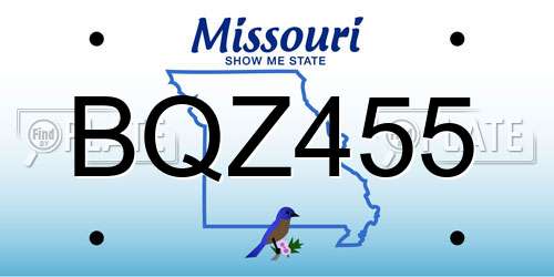 BQZ455 Missouri License Plate