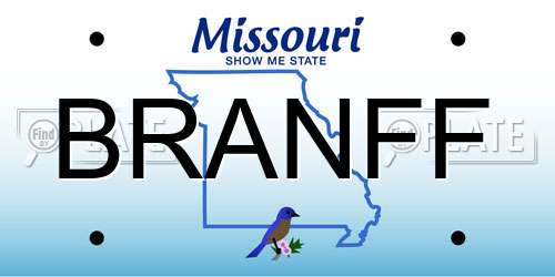 BRANFF Missouri License Plate