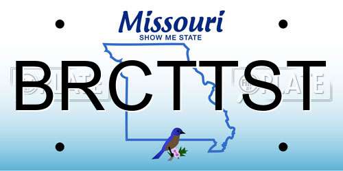 BRCTTST Missouri License Plate