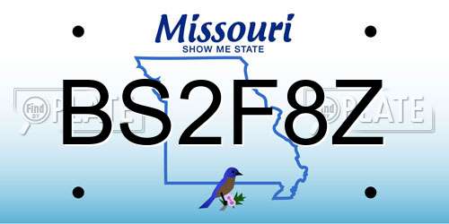 BS2F8Z Missouri License Plate