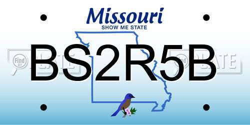 BS2R5B Missouri License Plate