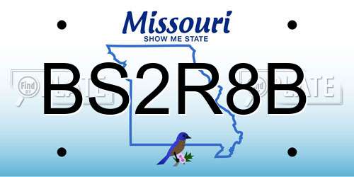 BS2R8B Missouri License Plate